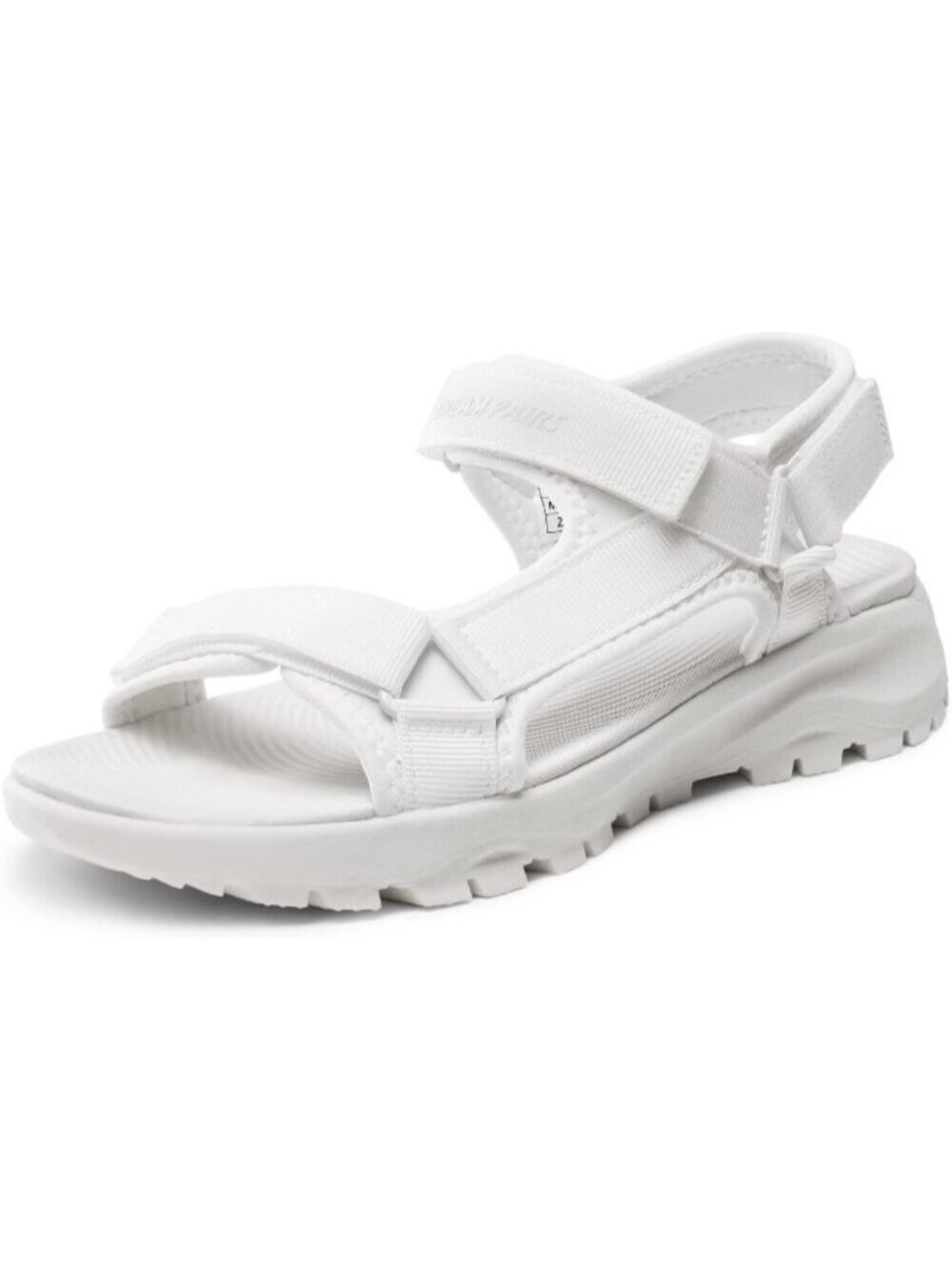 Women's White Open Toe Lightweight Hook & Loop Adjustable Straps Flat Sandals